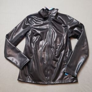 Columbia Omni-Heat waterproof black moto jacket, size large Faux Leather Sz L